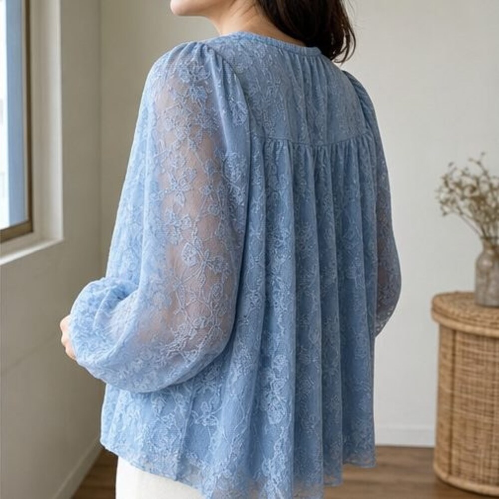 Blue Tunic Blouse - Picture 3 of 6